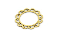 Pirinç Çiçek Tılsımı, 24 Ham Pirinç Çiçek Tılsımı, Küpe Tılsımı (20x19x0,60 mm) A3092