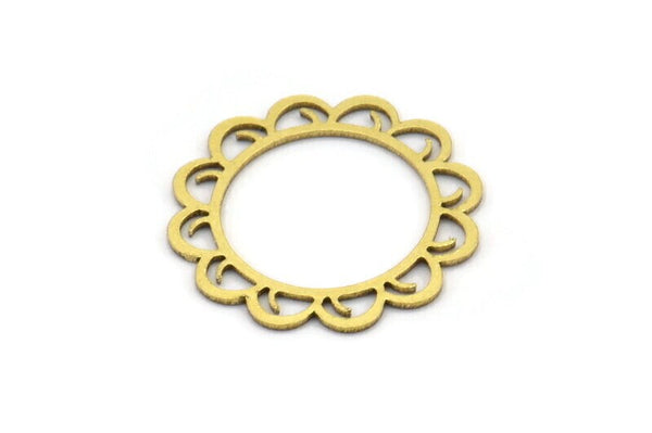 Pirinç Çiçek Tılsımı, 24 Ham Pirinç Çiçek Tılsımı, Küpe Tılsımı (20x19x0,60 mm) A3092