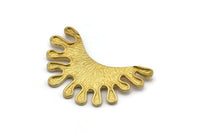 Brass Ethnic Pendant, 2 Raw Brass Ethnic Motif Pendants With 2 Loops (45x20x1.5mm) V093