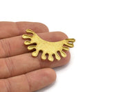Brass Ethnic Pendant, 2 Raw Brass Ethnic Motif Pendants With 2 Loops (45x20x1.5mm) V093