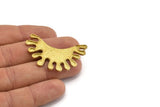 Brass Ethnic Pendant, 2 Raw Brass Ethnic Motif Pendants With 2 Loops (45x20x1.5mm) V093