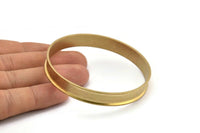Brass Channel Bracelet - Raw Brass Channel Bangle Settings -Glue On- (10x66.5mm) V033
