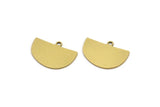 Semi Circle Charm, 12 Raw Brass Irregular Shaped Semi Circle Charms With 1 Loop, Pendant Charms (13x18x0.60mm) A3153