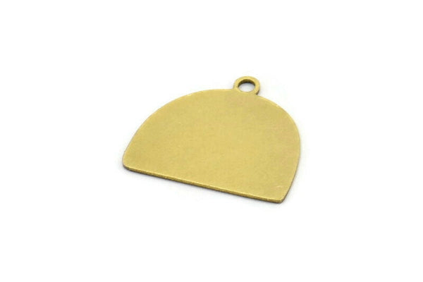Semi Circle Charm, 10 Raw Brass Irregular Shaped Semi Circle Charms With 1 Loop, Pendant Charms (16x18x0.60mm) A3155