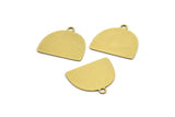 Semi Circle Charm, 10 Raw Brass Irregular Shaped Semi Circle Charms With 1 Loop, Pendant Charms (16x18x0.60mm) A3155