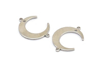 Silver Moon Charms, 12 Silver Tone Crescent Moon Charms With 1 Hole And 2 Loops, Pendants, Earrings (22x16.5x4.5x1mm) BS 2090 H0594