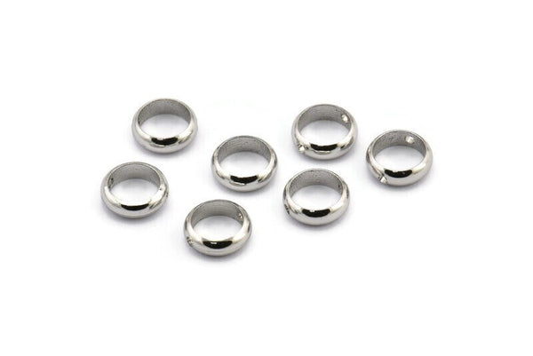 8mm Circle Connector, 25 Silver Tone Circle Ring Connector With 2 Holes, Findings (8x2.5mm) BS 1850
