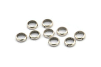 8mm Circle Connector, 25 Antique Silver Plated Brass Circle Ring Connector With 2 Holes, Findings (8x2.5mm) BS 1850 H0260