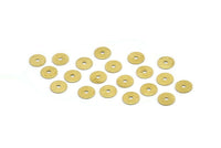 Middle Hole Disc, 100 Raw Brass Round Discs, Charms, Findings (6mm) Brs81 A0439