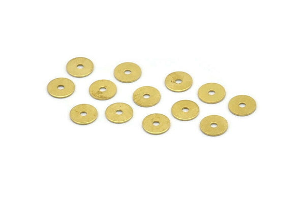 Middle Hole Connector, 250 Raw Brass Round Disc, Middle Hole Connectors, Bead Caps, Findings (6mm) A0439
