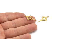 Brass Pole Star Charm, 24 Raw Brass, Brass Charms, Brass Pole Star Charms With 1 Loop (26x16x0.60mm) A3189