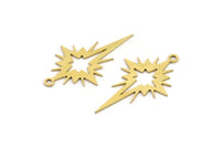Brass Pole Star Charm, 24 Raw Brass, Brass Charms, Brass Pole Star Charms With 1 Loop (30x18x0.60mm) A3186