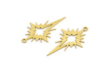 Brass Pole Star Charm, 24 Raw Brass, Brass Charms, Brass Pole Star Charms With 1 Loop (30x18x0.60mm) A3186