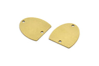 Brass D Shaped Charm, 10 Raw Brass D Shaped Charms With 2 Holes, Connectors, Findings (16x17x0.60mm) A3211