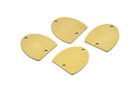 Brass D Shaped Charm, 10 Raw Brass D Shaped Charms With 2 Holes, Connectors, Findings (16x17x0.60mm) A3211