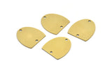 Brass D Shaped Charm, 10 Raw Brass D Shaped Charms With 2 Holes, Connectors, Findings (16x17x0.60mm) A3211
