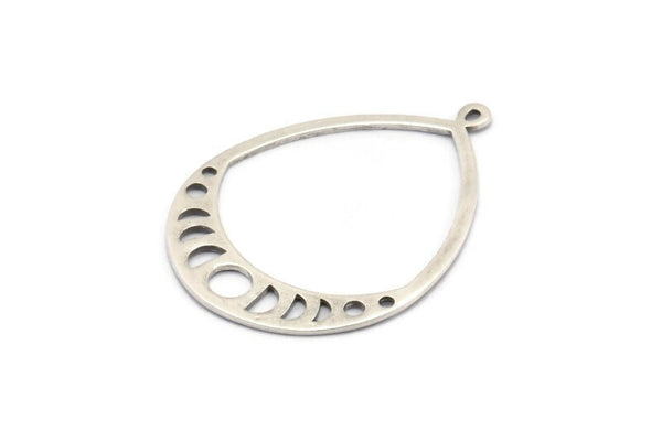 Gümüş Damla Küpe, 2 Antik Gümüş Kaplama Pirinç Dokulu Ay Evreleri Damla Küpe, 1 Döngü, Tılsımlar (47x35x1mm) V130 H1187