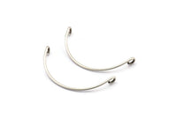 Semi Circle Wire Connector, 12 Antique Silver Plated Brass Semi Circle Wire Pendant With 2 Holes (35x1mm) BS 2141 H1054