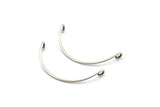 Semi Circle Wire Connector, 12 Antique Silver Plated Brass Semi Circle Wire Pendant With 2 Holes (35x1mm) BS 2141 H1054