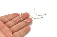 Semi Circle Wire Connector, 12 Antique Silver Plated Brass Semi Circle Wire Pendant With 2 Holes (35x1mm) BS 2141 H1054