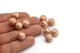 Rose Gold Ball Bead, 6 Rose Gold Plated Brass Spacer Beads, Findings (12mm) D968 Q0925