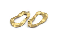 Brass Drop Charm, 12 Raw Brass Irregular Charms With 1 Loop, Earrings, Pendants, Findings (32x18x0.60mm) D1260