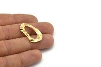 Brass Drop Charm, 12 Raw Brass Irregular Charms With 1 Loop, Earrings, Pendants, Findings (32x18x0.60mm) D1260