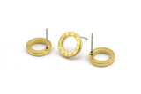 Brass Circle Earring, 6 Raw Brass Roman Numerals Stud Earrings (12x2mm) Bs 2177 A1174