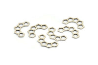 Gümüş Petek Charm, 25 Antik Gümüş Kaplamalı Pirinç Yarı Petek Charm (17x9,5x5x0,8 mm) E049 H0276