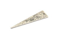 Hammered Triangle Charm, 2 Antique Silver Plated Brass Hammered Long Triangle Charms, Pendant, Earring Findings (14x50x1.2mm) N0200 H0081