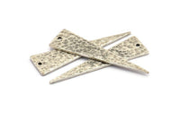 Hammered Triangle Charm, 2 Antique Silver Plated Brass Hammered Long Triangle Charms, Pendant, Earring Findings (14x50x1.2mm) N0200 H0081