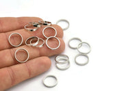 Silver Circle Connector, 24 Silver Tone Circle Connectors, Rings, Findings (14x2mm) BS 2101