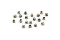 100 Silver Tone Brass Tiny Square Cube Spacer Beads (2.5 Mm) Brs 800 (b0076)