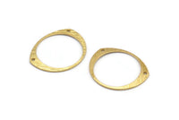 Brass Circle Connector, 24 Raw Brass Textured Circle Connectors With 2 Holes (26x22x0.80mm) D0640