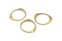 Brass Circle Connector, 24 Raw Brass Textured Circle Connectors With 2 Holes (26x22x0.80mm) D0640