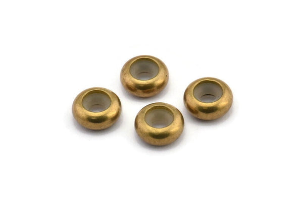 Silicone And Brass Bead Keeper, 12 Raw Brass Bead Keeper, Silicone And Brass, Rondelle (9x4mm) Y264