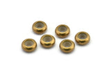 Silicone And Brass Bead Keeper, 12 Raw Brass Bead Keeper, Silicone And Brass, Rondelle (9x4mm) Y264