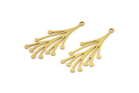 Brass Leaf Charm, 12 Raw Brass Branch Charms With 1 Loop, Charm Pendants (34x14x0.60mm) A3202