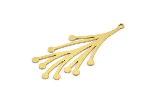 Brass Leaf Charm, 10 Raw Brass Branch Charms With 1 Loop, Charm Pendants (43x19x0.60mm) A3203