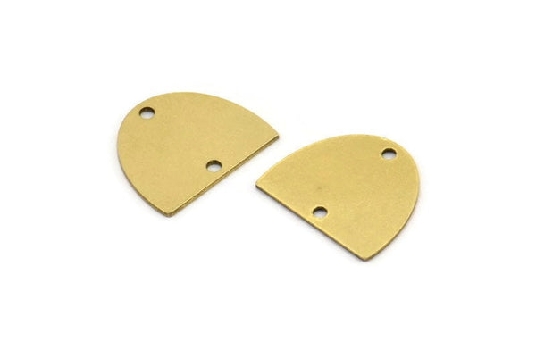 Pirinç D Şeklinde Tılsım, 2 Delikli 12 Ham Pirinç D Şeklinde Tılsım, Küpeler, Bulgular (15x13x0,60 mm) A3210