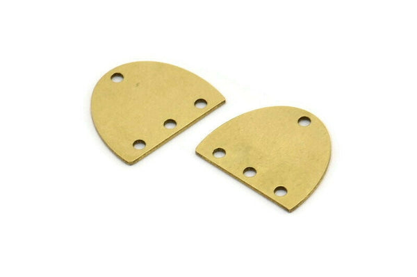 Brass D Shaped Charm, 12 Raw Brass D Shaped Charms With 4 Holes, Earrings, Findings (15x13x0.60mm) A3209