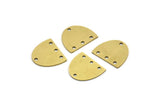 Brass D Shaped Charm, 12 Raw Brass D Shaped Charms With 4 Holes, Earrings, Findings (15x13x0.60mm) A3209