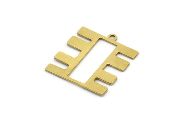 Brass Rectangle Charm, 12 Raw Brass Rectangle Charms With 1 Loop, Earring Charms (20x18x0.60mm) A3213