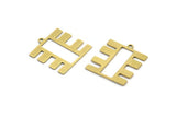 Brass Rectangle Charm, 12 Raw Brass Rectangle Charms With 1 Loop, Earring Charms (20x18x0.60mm) A3213