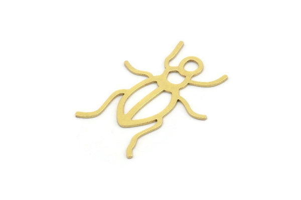 Brass Bug Pendant, 12 Raw Brass Insect Charms With 1 Hole, Pendants (29x23x0.60mm) A3175