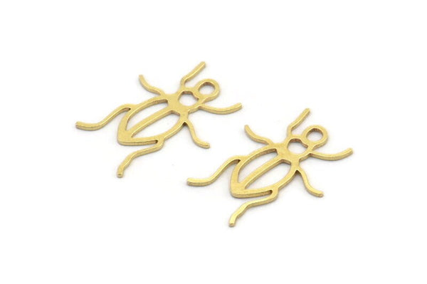 Brass Bug Pendant, 24 Raw Brass Insect Charms With 1 Hole, Pendants (20x15x0.60mm) A3171