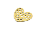 Brass Heart Charm, 24 Raw Brass Heart Connectors, Findings (20x18x0.60mm) A3280