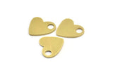 Brass Heart Charm, 10 Raw Brass Heart Charms With 1 Hole (15x17x1mm) A3299