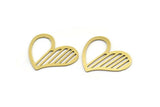 Brass Heart Charm, 12 Raw Brass Heart Connectors, Findings (19x22x0.60mm) A3262