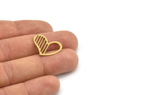Brass Heart Charm, 12 Raw Brass Heart Connectors, Findings (19x22x0.60mm) A3262